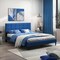 Costway Queen Upholstered Platform Bed Mattress Foundation Button Tufted Headboard Blue/Grey
